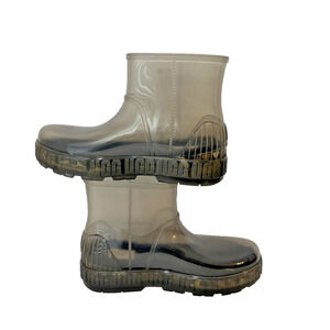 UGG Drizlita Rain Boots Womens Size 8 Black Clear Waterproof Ankle Rubber Shoes
